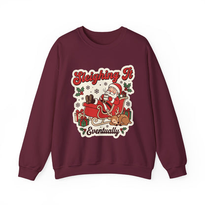 Sleighing It, Eventually Christmas Crewneck Sweatshirt