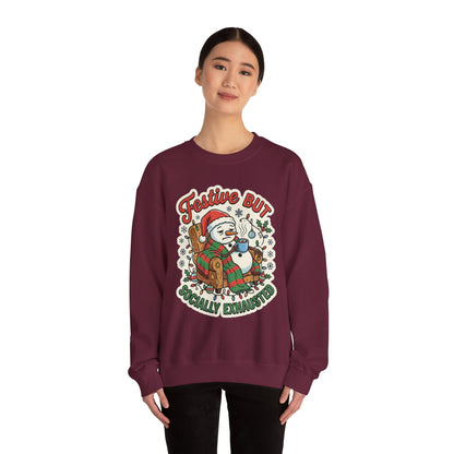 Festive but Socially Exhausted Christmas Crewneck Sweatshirt
