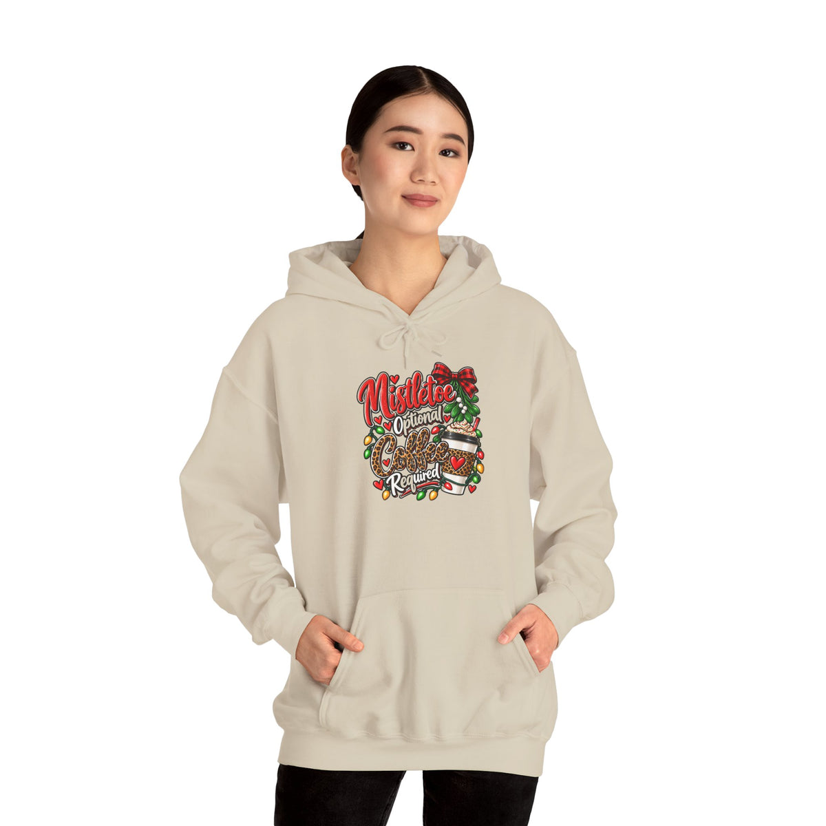 Mistletoe Optional, Coffee Required Christmas Hoodie