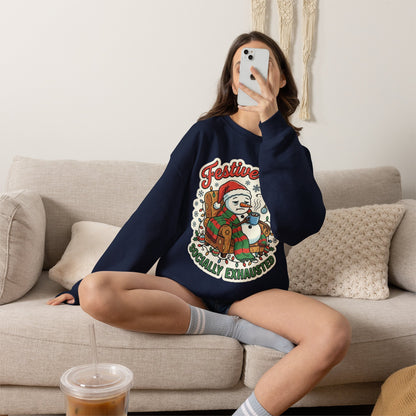 Festive but Socially Exhausted Christmas Crewneck Sweatshirt