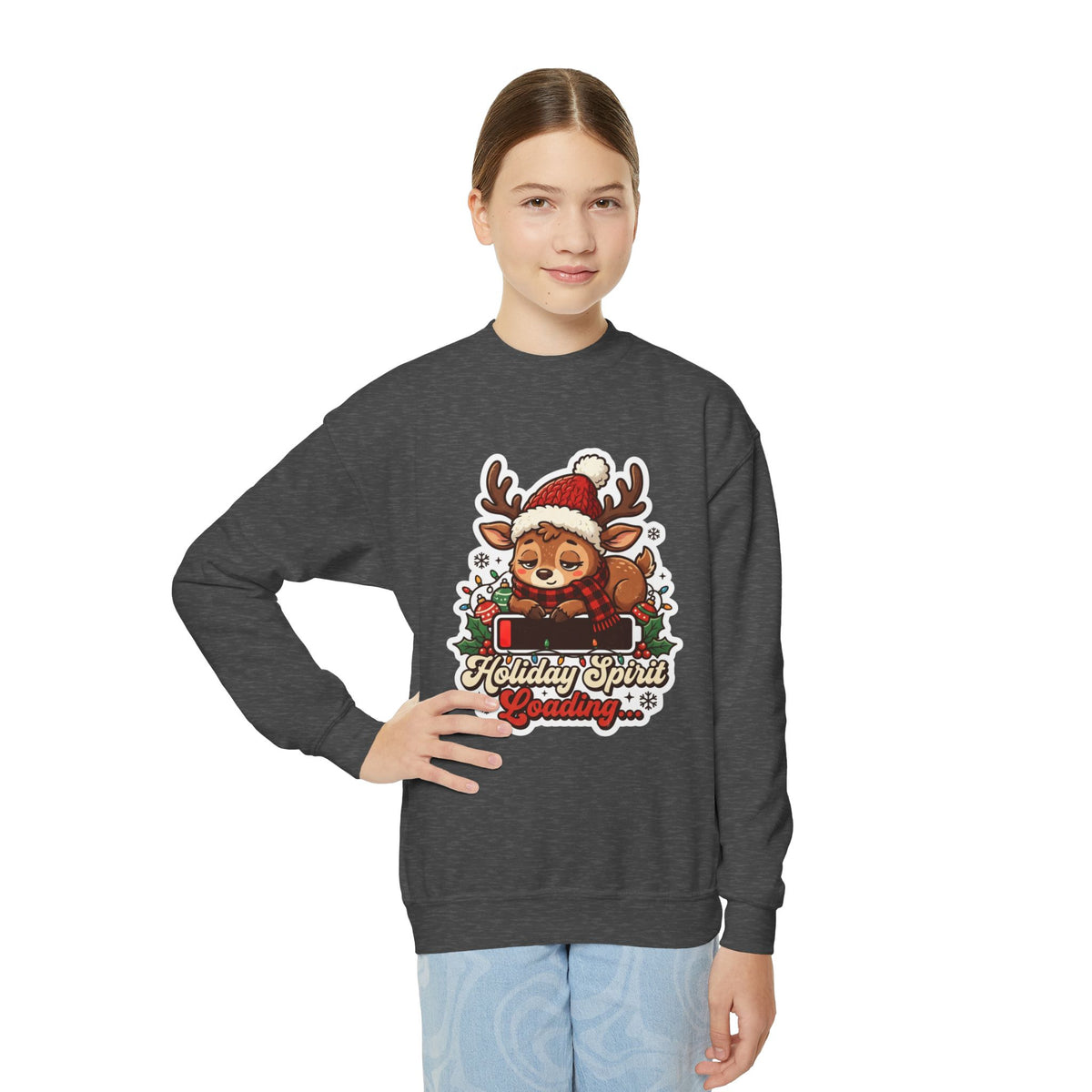Holiday Spirit Loading Kids Christmas Sweatshirt