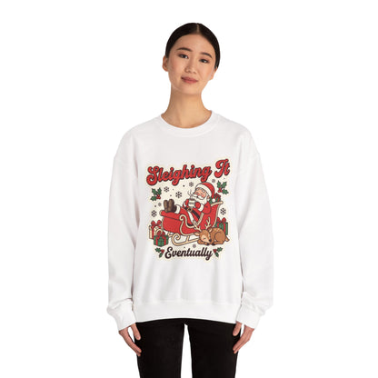 Sleighing It, Eventually Christmas Crewneck Sweatshirt