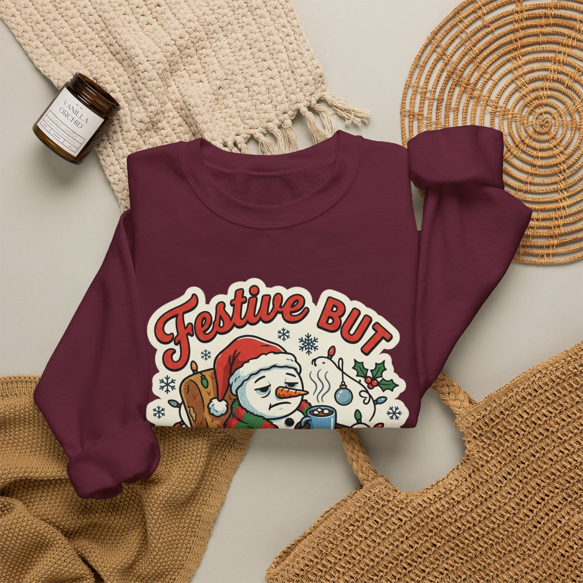 Festive but Socially Exhausted Christmas Crewneck Sweatshirt