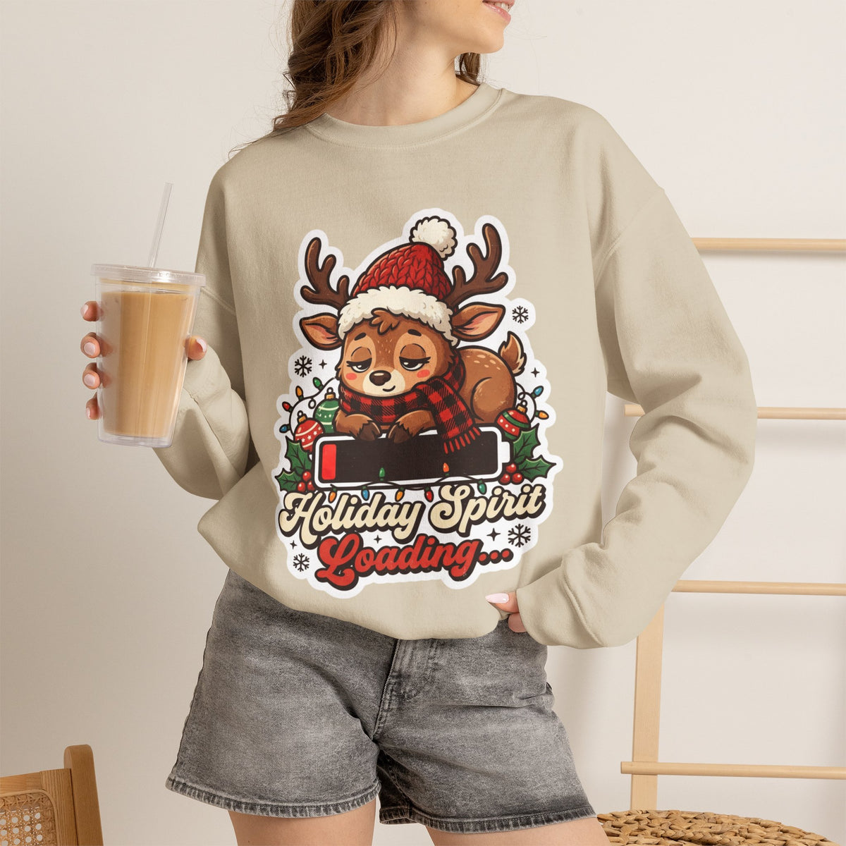 Holiday Spirit Loading Christmas Crewneck Sweatshirt