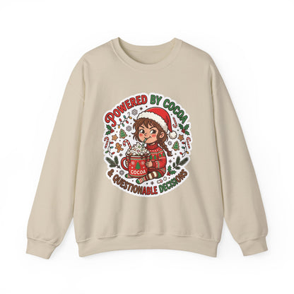 Powered by Cocoa & Questionable Decisions Christmas Crewneck Sweatshirt