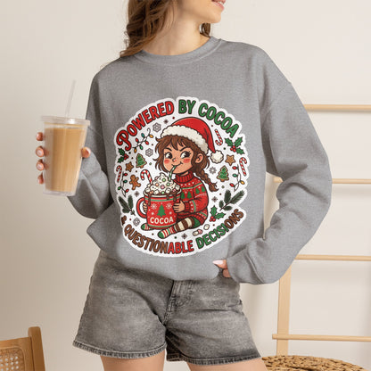 Powered by Cocoa & Questionable Decisions Christmas Crewneck Sweatshirt