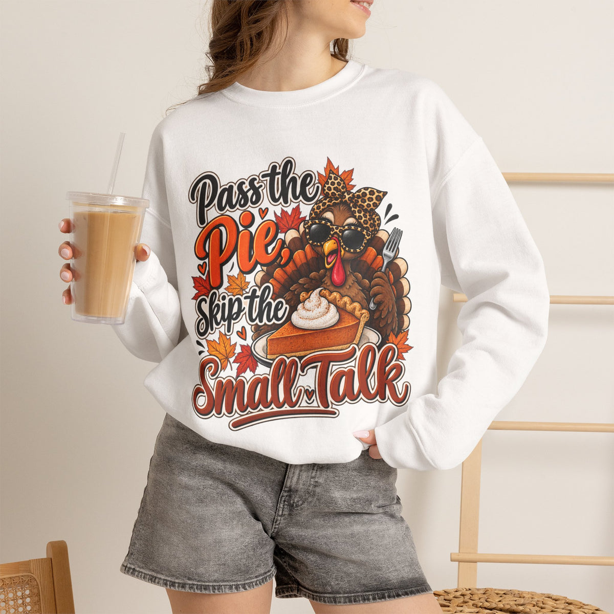 Pass the Pie, Skip the Small Talk Thanksgiving Crewneck Sweatshirt