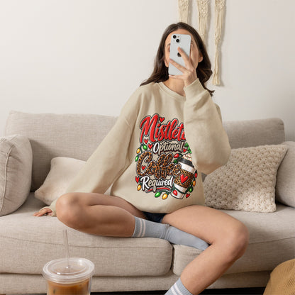 Mistletoe Optional, Coffee Required Christmas Crewneck Sweatshirt