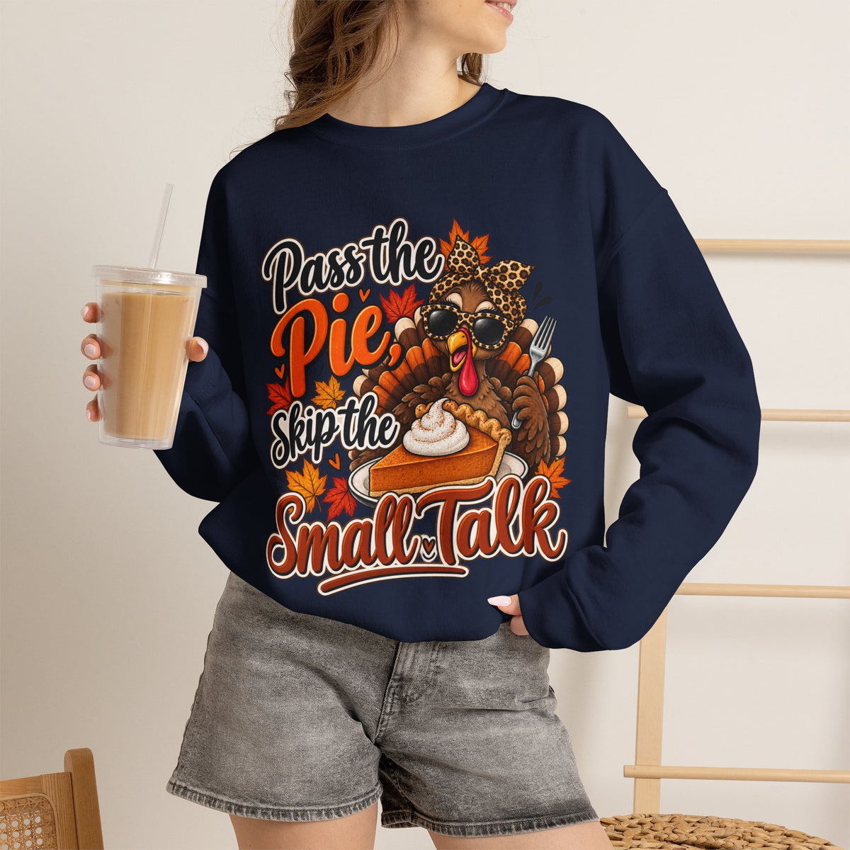Pass the Pie, Skip the Small Talk Thanksgiving Crewneck Sweatshirt