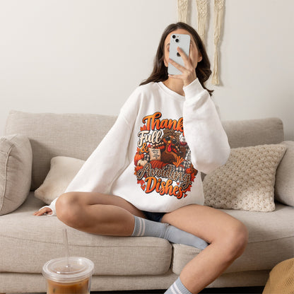Thankful, Full & Avoiding Dishes Thanksgiving Crewneck Sweatshirt