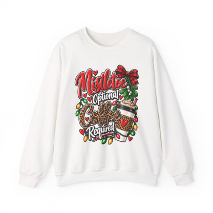 Mistletoe Optional, Coffee Required Christmas Crewneck Sweatshirt