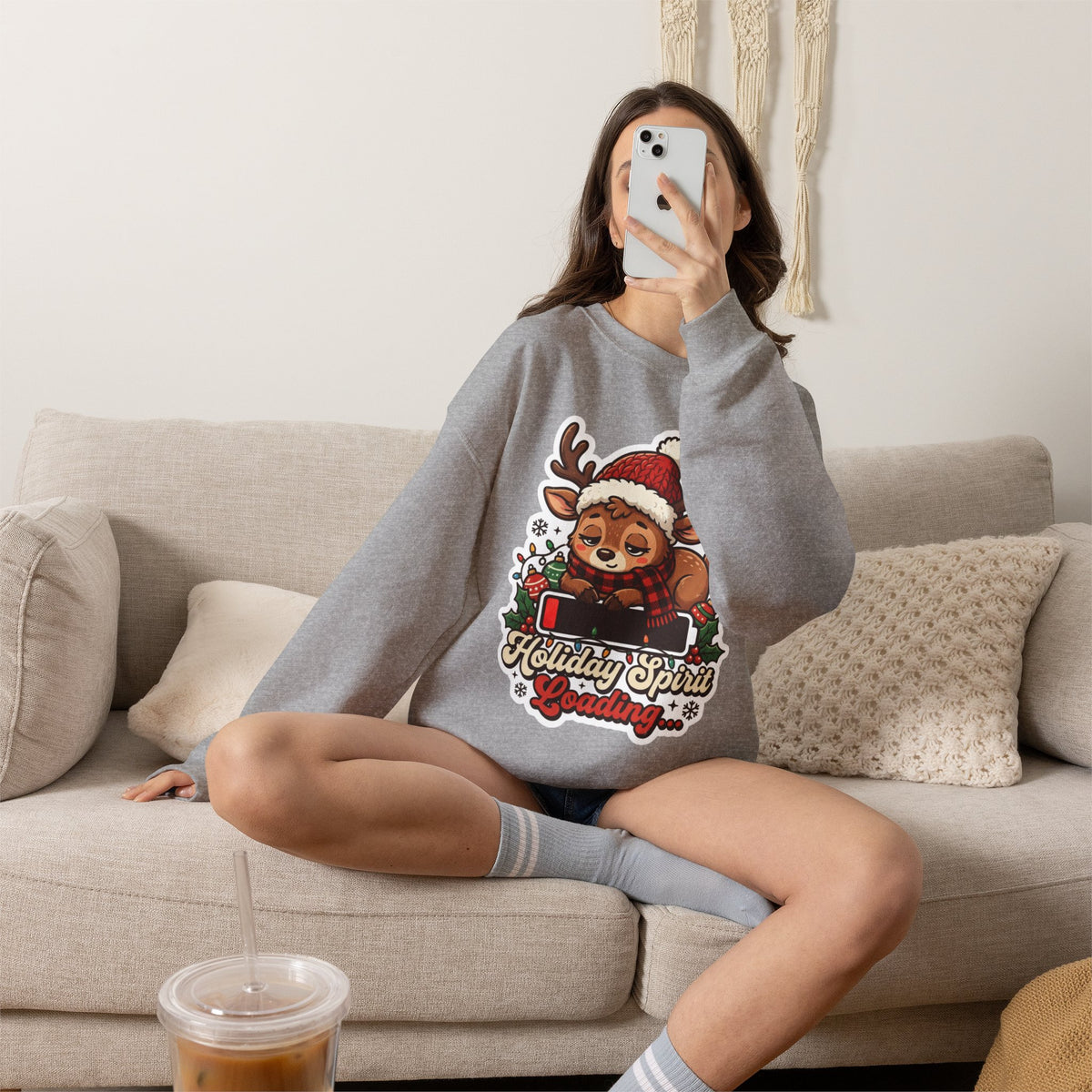 Holiday Spirit Loading Christmas Crewneck Sweatshirt
