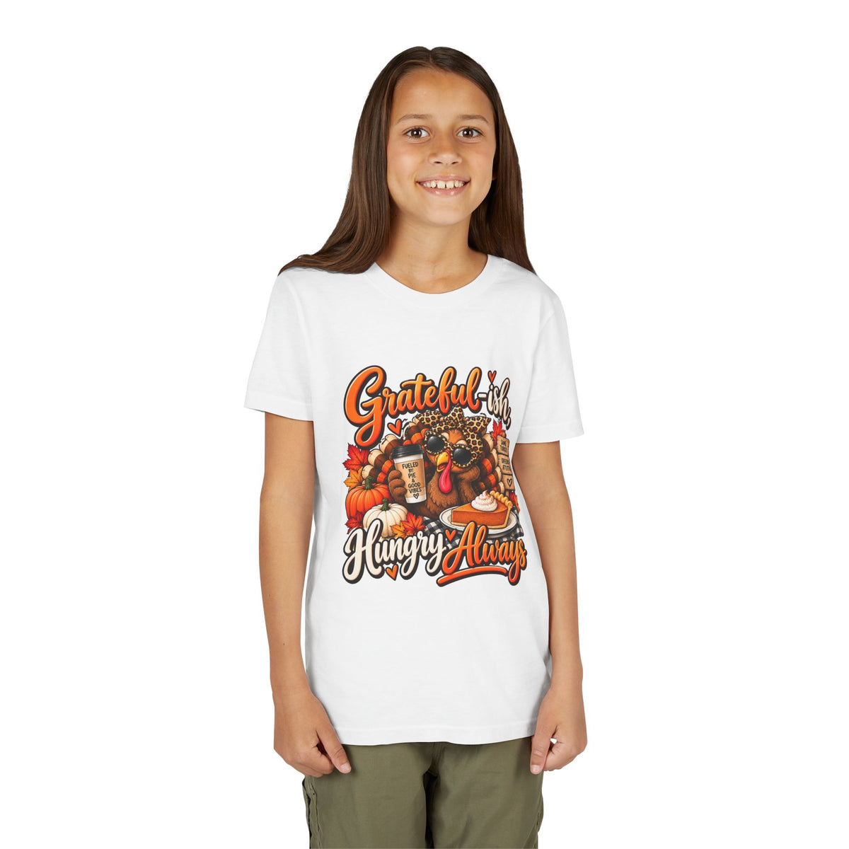 Grateful-ish, Hungry Always Kids Thanksgiving T-Shirt