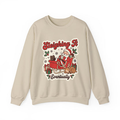 Sleighing It, Eventually Christmas Crewneck Sweatshirt