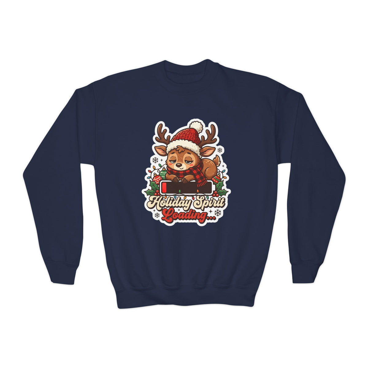 Holiday Spirit Loading Kids Christmas Sweatshirt