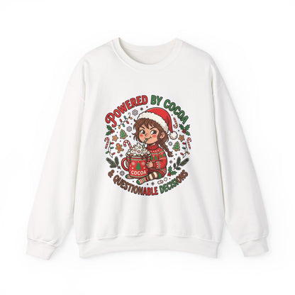 Powered by Cocoa & Questionable Decisions Christmas Crewneck Sweatshirt