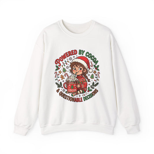 Powered by Cocoa & Questionable Decisions Christmas Crewneck Sweatshirt