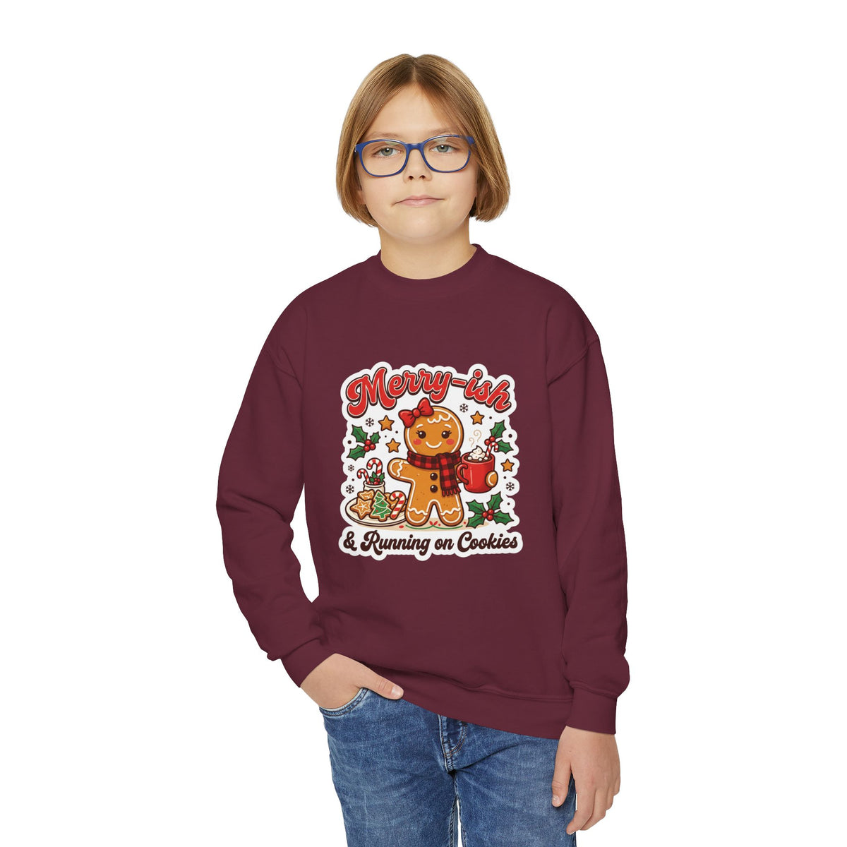 Merry-ish & Running on Cookies Kids Christmas Sweatshirt