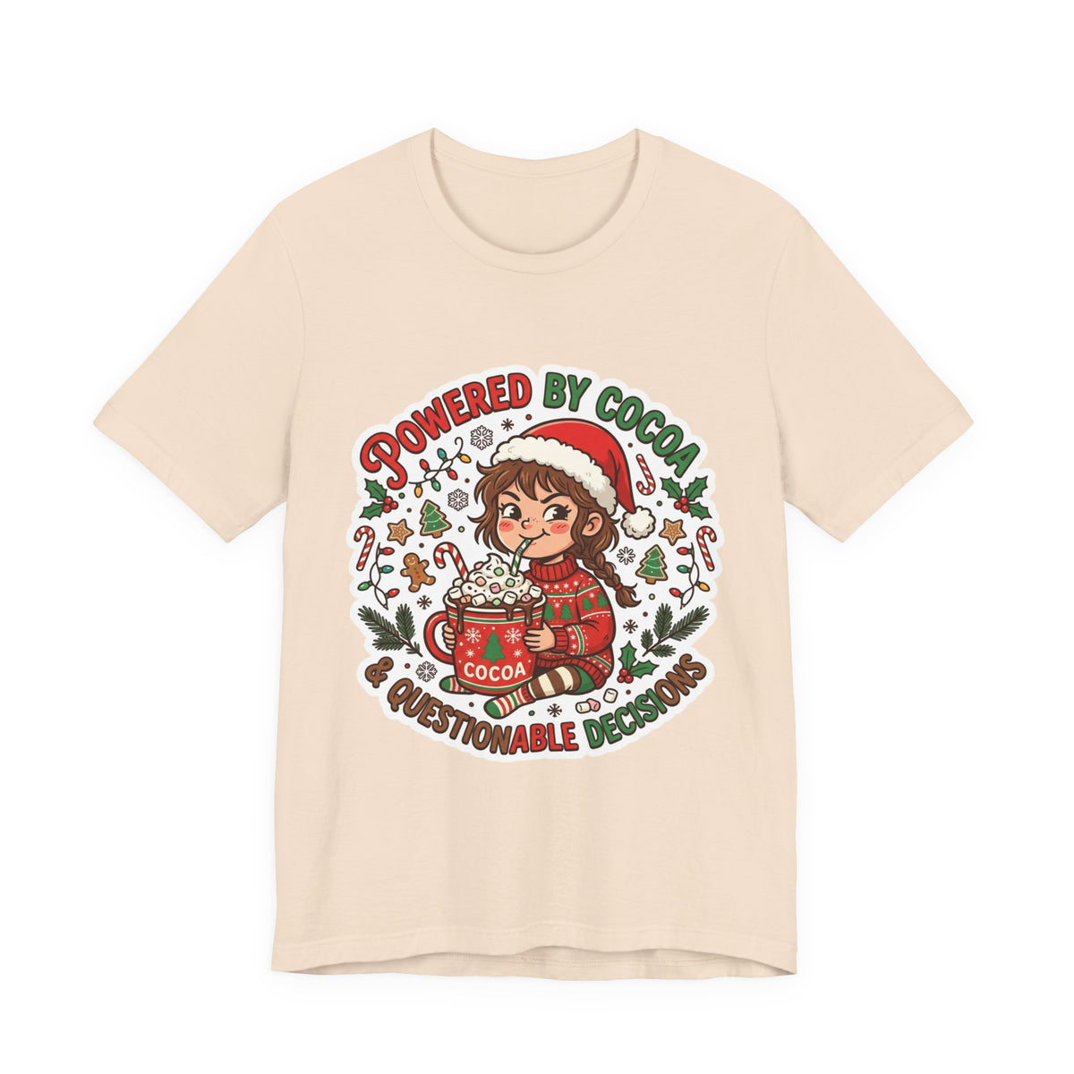 Powered by Cocoa & Questionable Decisions Christmas T-Shirt