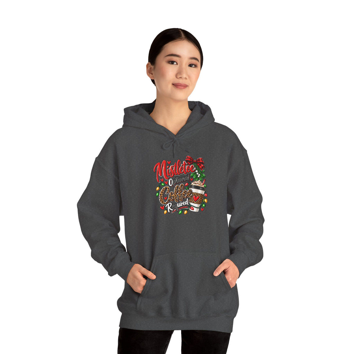 Mistletoe Optional, Coffee Required Christmas Hoodie