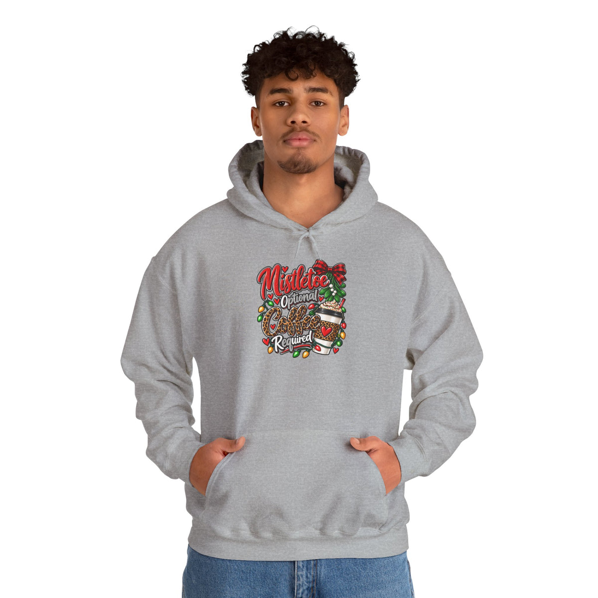Mistletoe Optional, Coffee Required Christmas Hoodie