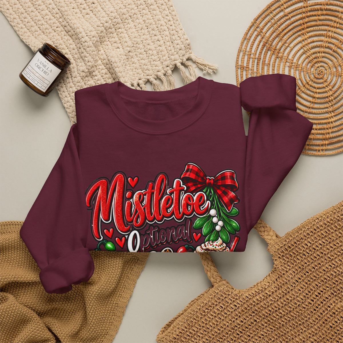 Mistletoe Optional, Coffee Required Christmas Crewneck Sweatshirt