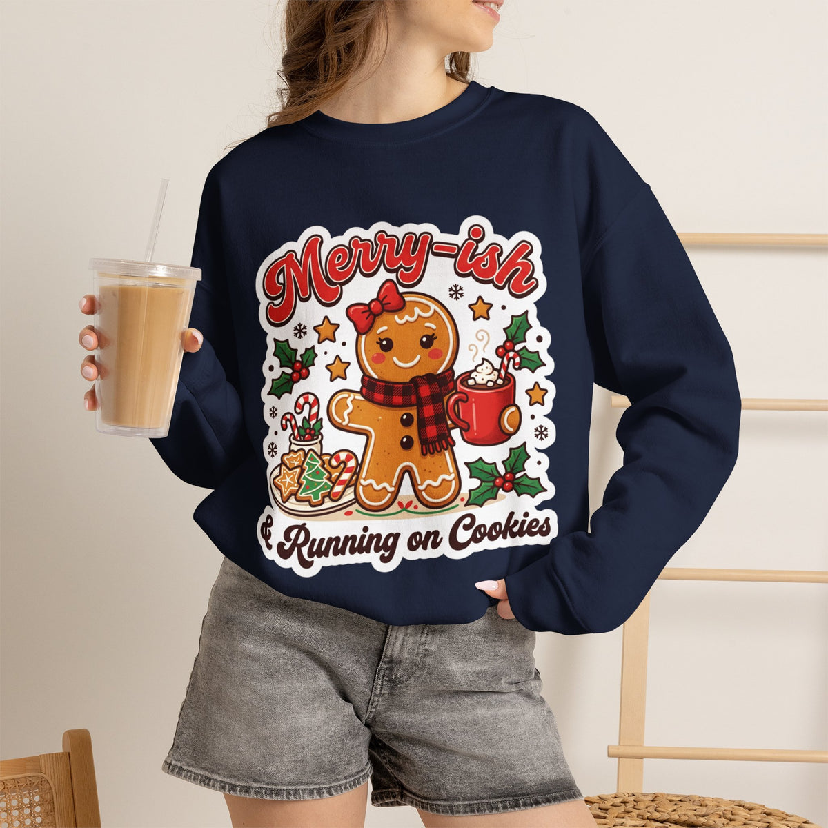 Merry-ish & Running on Cookies Christmas Crewneck Sweatshirt