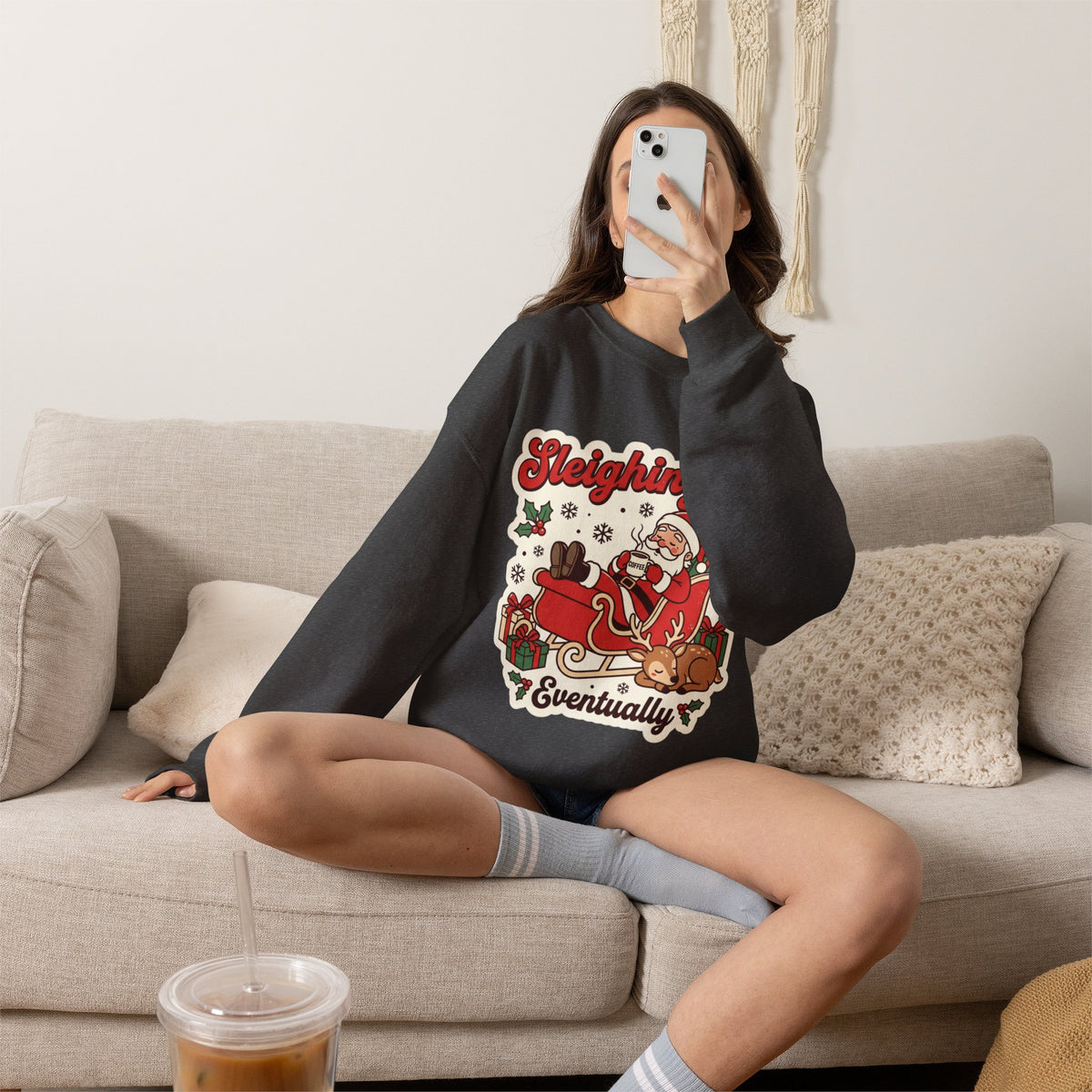 Sleighing It, Eventually Christmas Crewneck Sweatshirt
