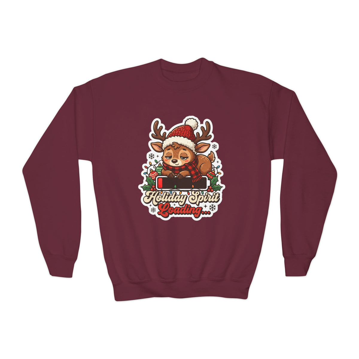 Holiday Spirit Loading Kids Christmas Sweatshirt