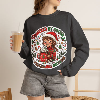 Powered by Cocoa & Questionable Decisions Christmas Crewneck Sweatshirt