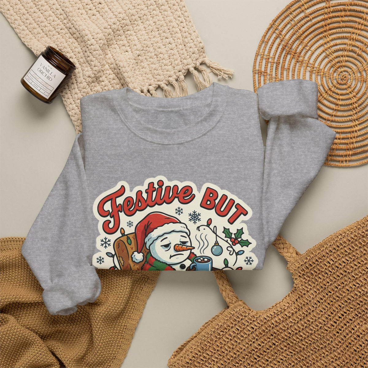 Festive but Socially Exhausted Christmas Crewneck Sweatshirt