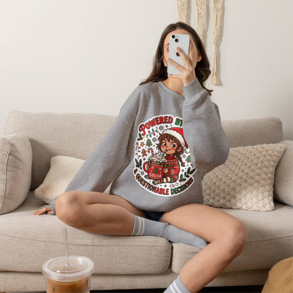 Powered by Cocoa & Questionable Decisions Christmas Crewneck Sweatshirt