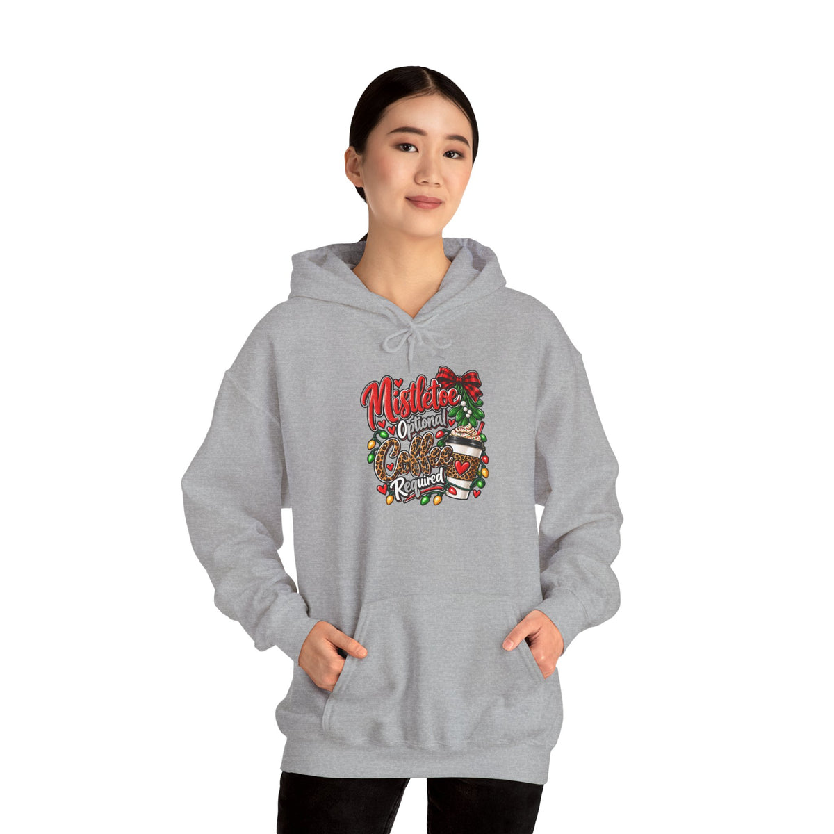 Mistletoe Optional, Coffee Required Christmas Hoodie